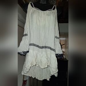 White Tunic with Black Embroidery